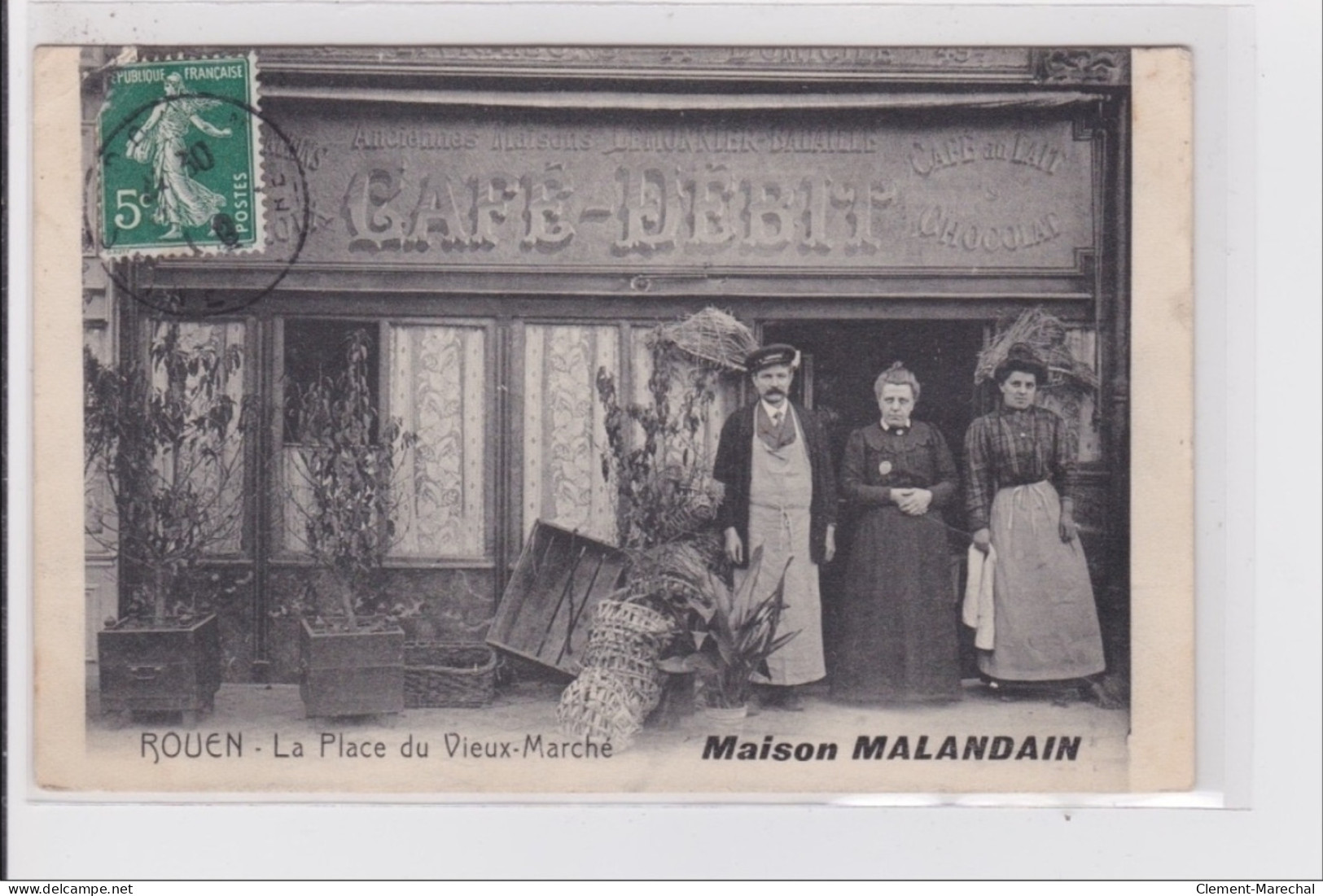 ROUEN : Café Malandain Sur La Place Du Vieux Marché - Bon état (un Coin Plié) - Rouen