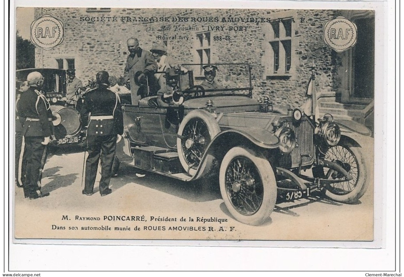 IVRY PORT : Société Française Des Roues Amovibles, M.Poincaré, Pdt De La République Dans Son Auto - Très Bon état - Ivry Sur Seine