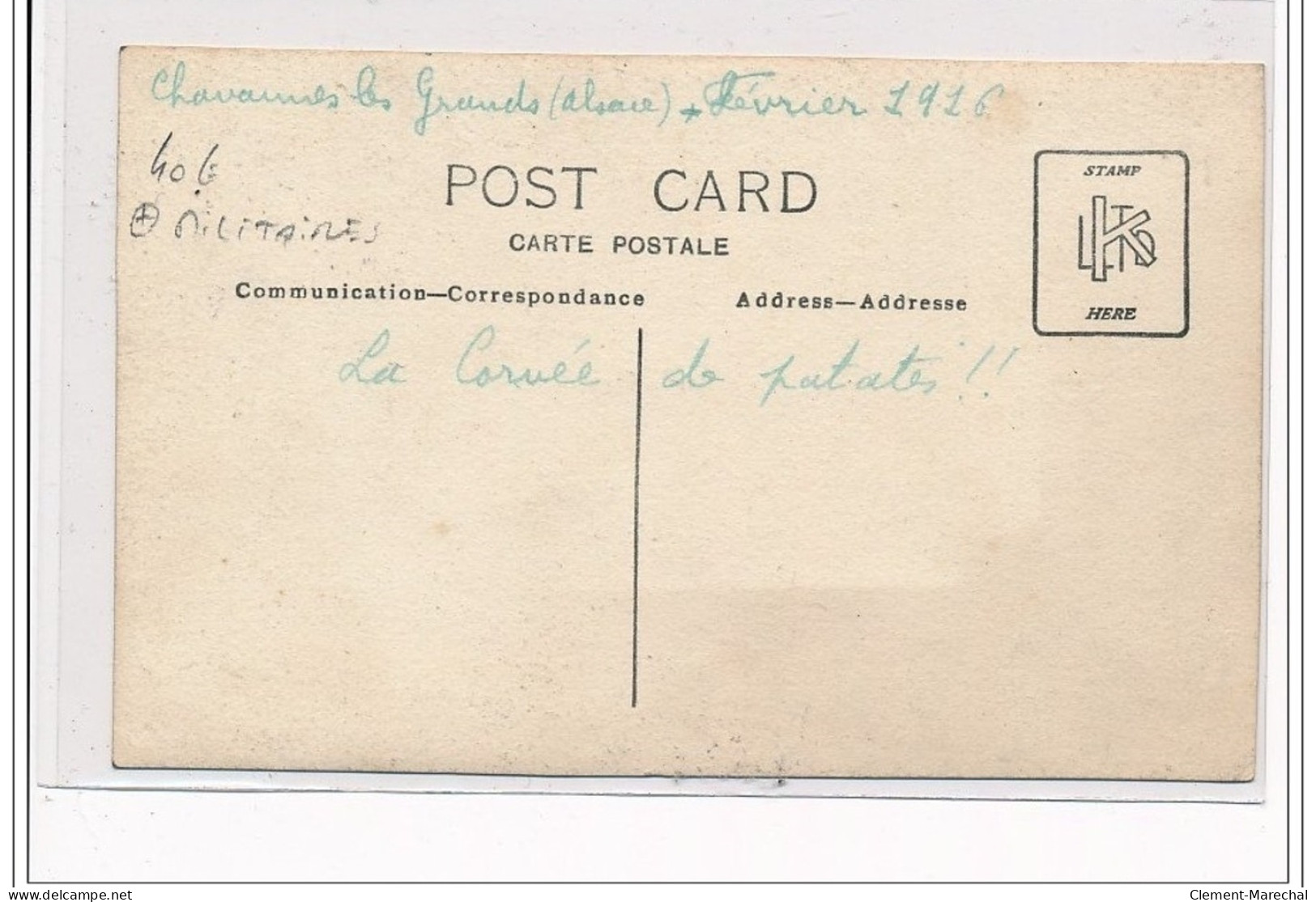 CHAVANNES LES GRANDS : CARTE PHOTO - MILITAIRES - La Corvée De Patates Février 1916 - Très Bon état - Other & Unclassified