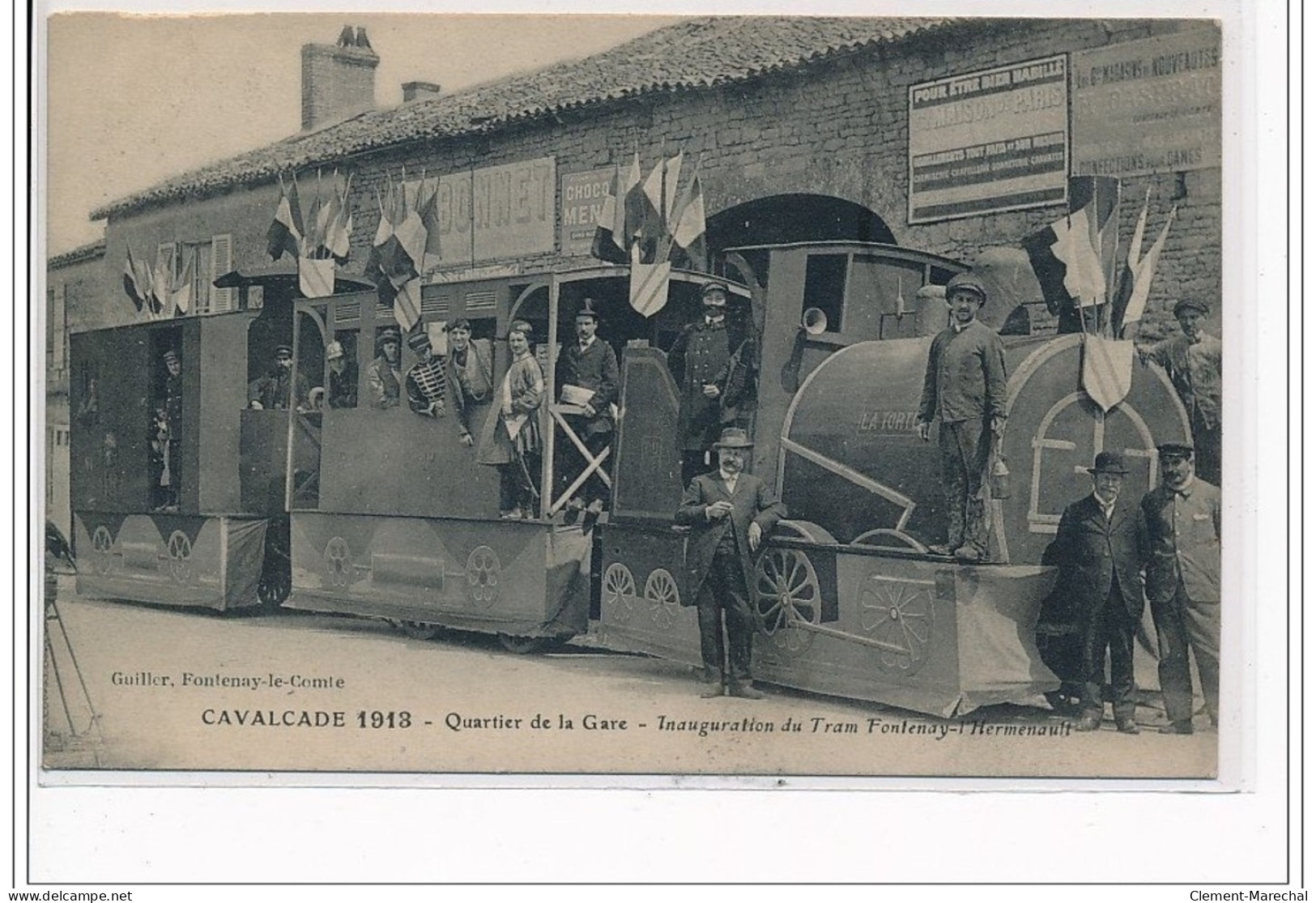 FONTENAY LE COMTE : Cavalcade 1913 - Quartier De La Gare : Inauguration Du Tram Fontenay-L'Hermenault - Très Bon état - Fontenay Le Comte