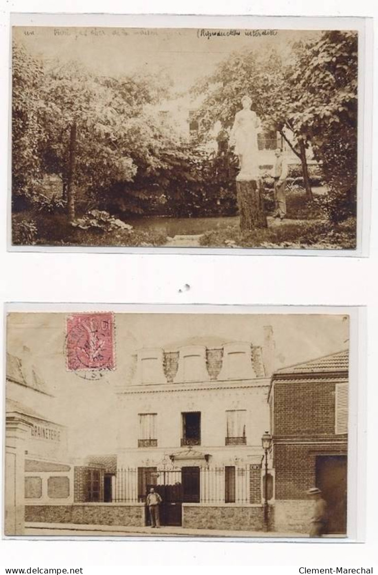 FONTENAY SOUS BOIS - Lot De 2 CARTES PHOTOS - Jardin, Maison, Statue - Très Bon état - Fontenay Sous Bois