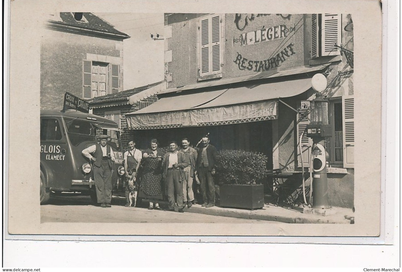 COULANGES - CARTE PHOTO - """"Au Cheval Blanc"""" Restaurant Léger - Très Bon état - Coulanges Sur Yonne