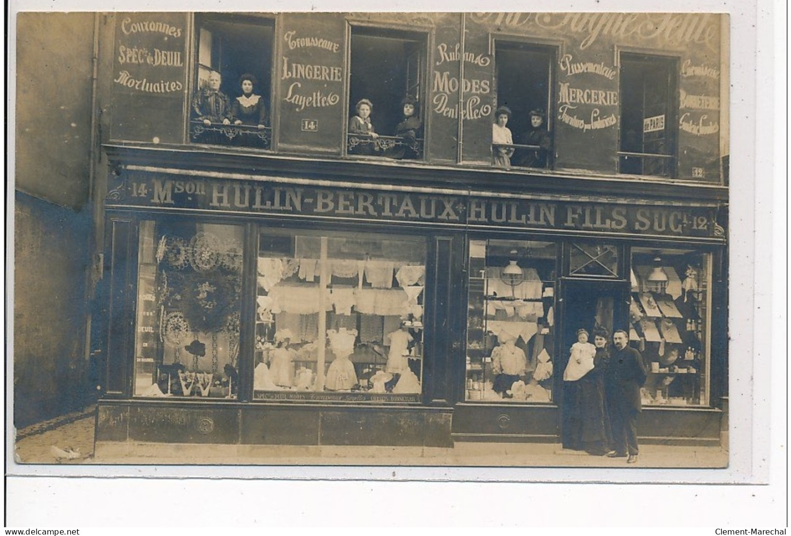 MEULAN - Maison Hulin-Bertaux - Modes, Lingerie, Mercerie """"Au Gagne-Petit""""  - CARTE PHOTO - Très Bon état - Meulan