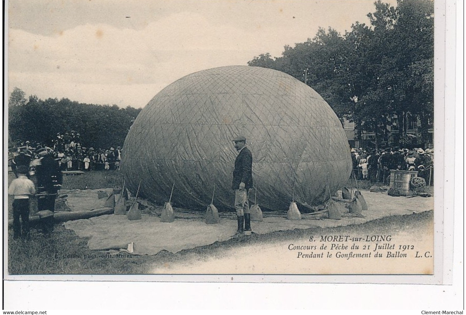 MORET SUR LOING - Concours De Pêche Du 21 Juillet 1912 - Pendant Le Gonflement Du Ballon - Très Bon état - Moret Sur Loing