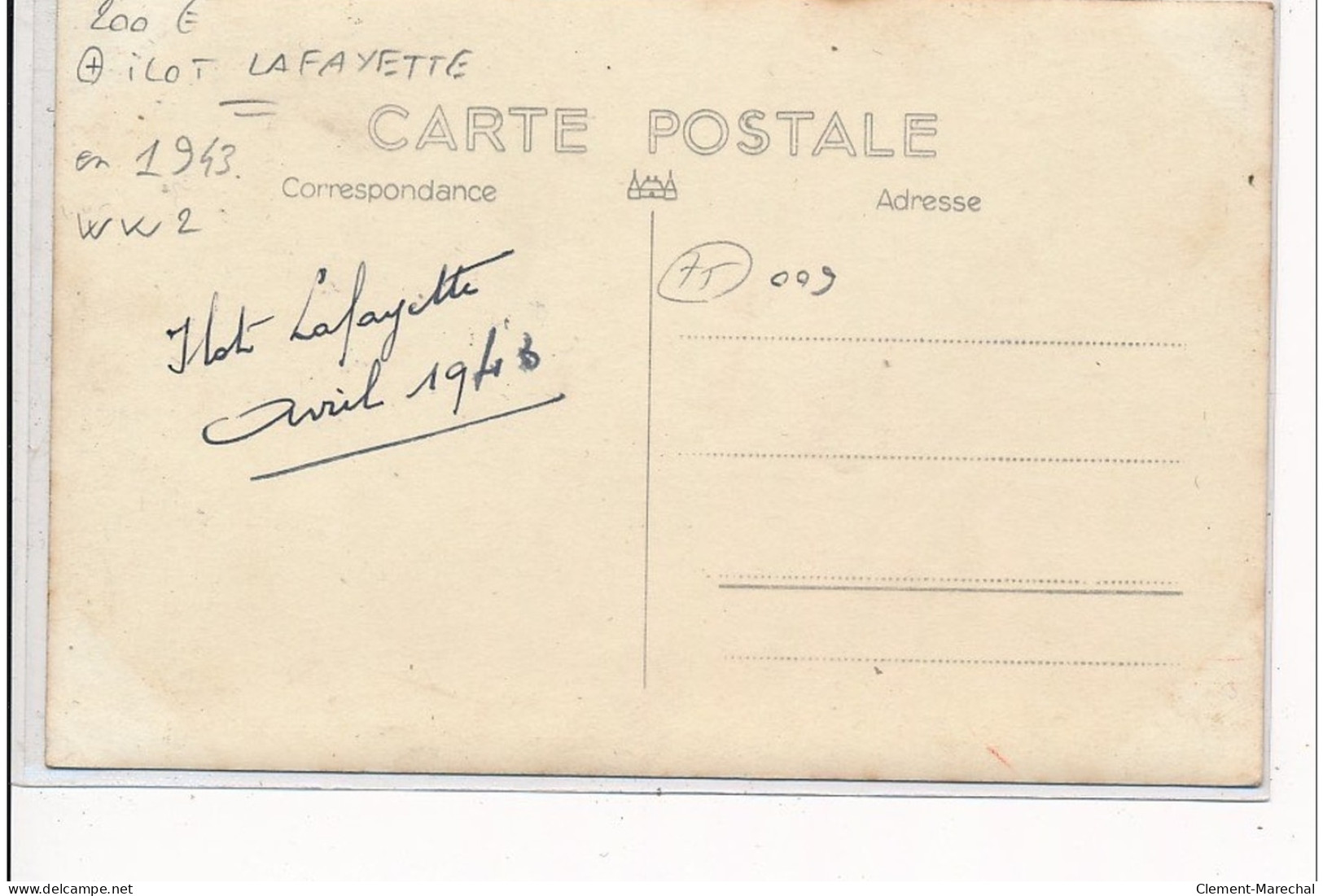 PARIS - CARTE PHOTO - ILOT LAFAYETTE 1943 - WW2 - Très Bon état - District 10