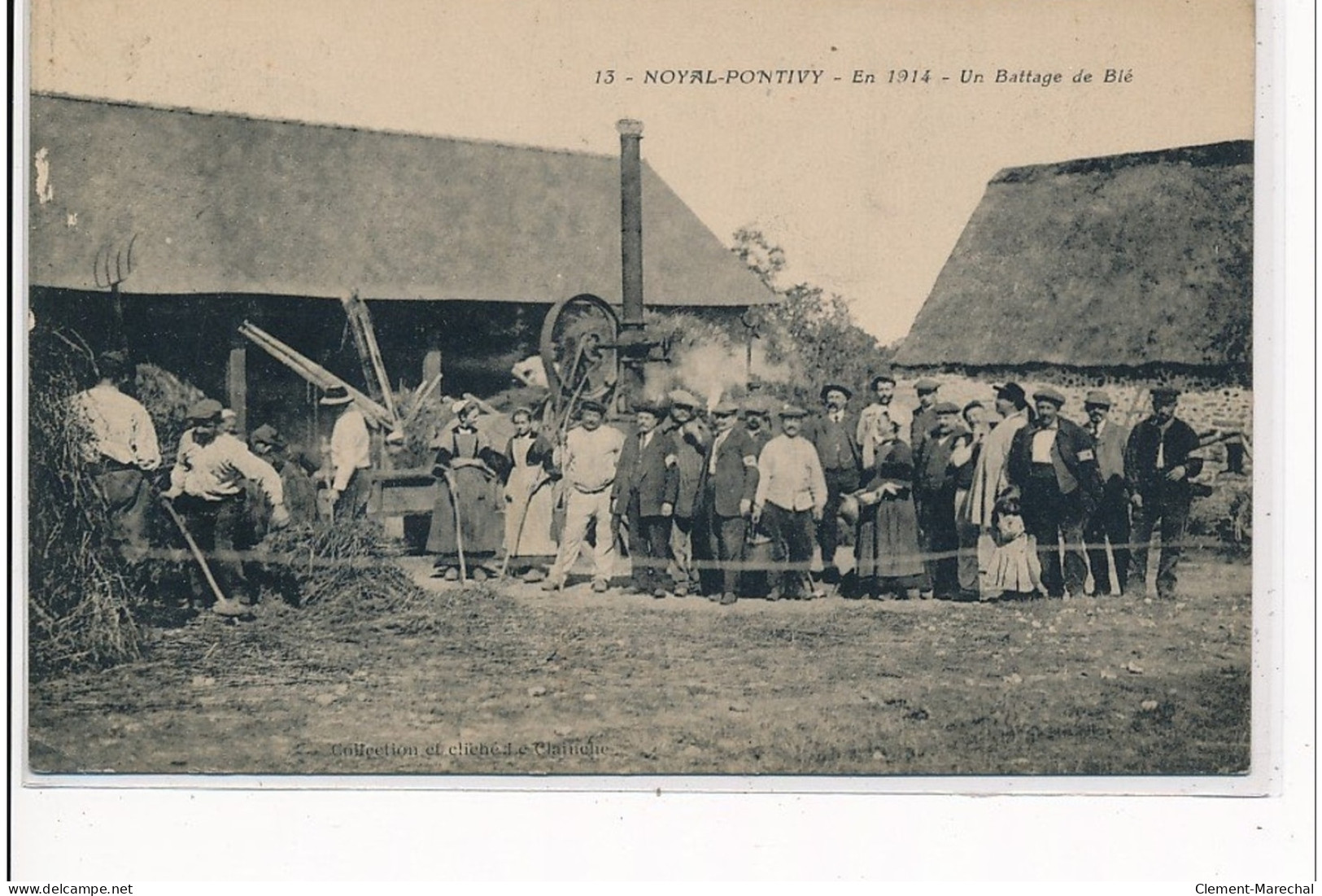 NOYAL-PONTIVY - En 1914 - Un Battage De Blé - état - Pontivy