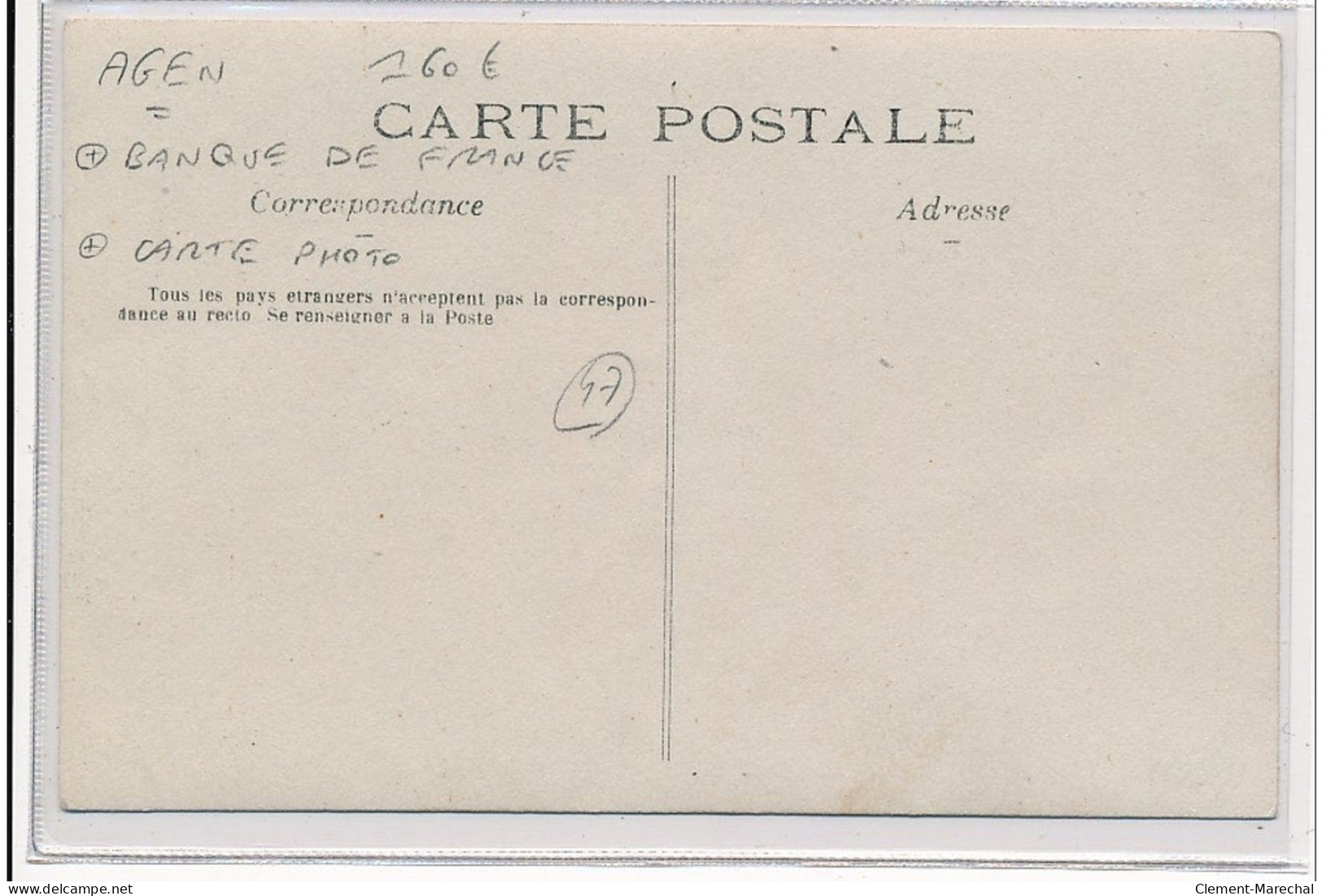 AGEN : Carte Photo De La Banque De France Vers 1910 - Très Bon état - Agen