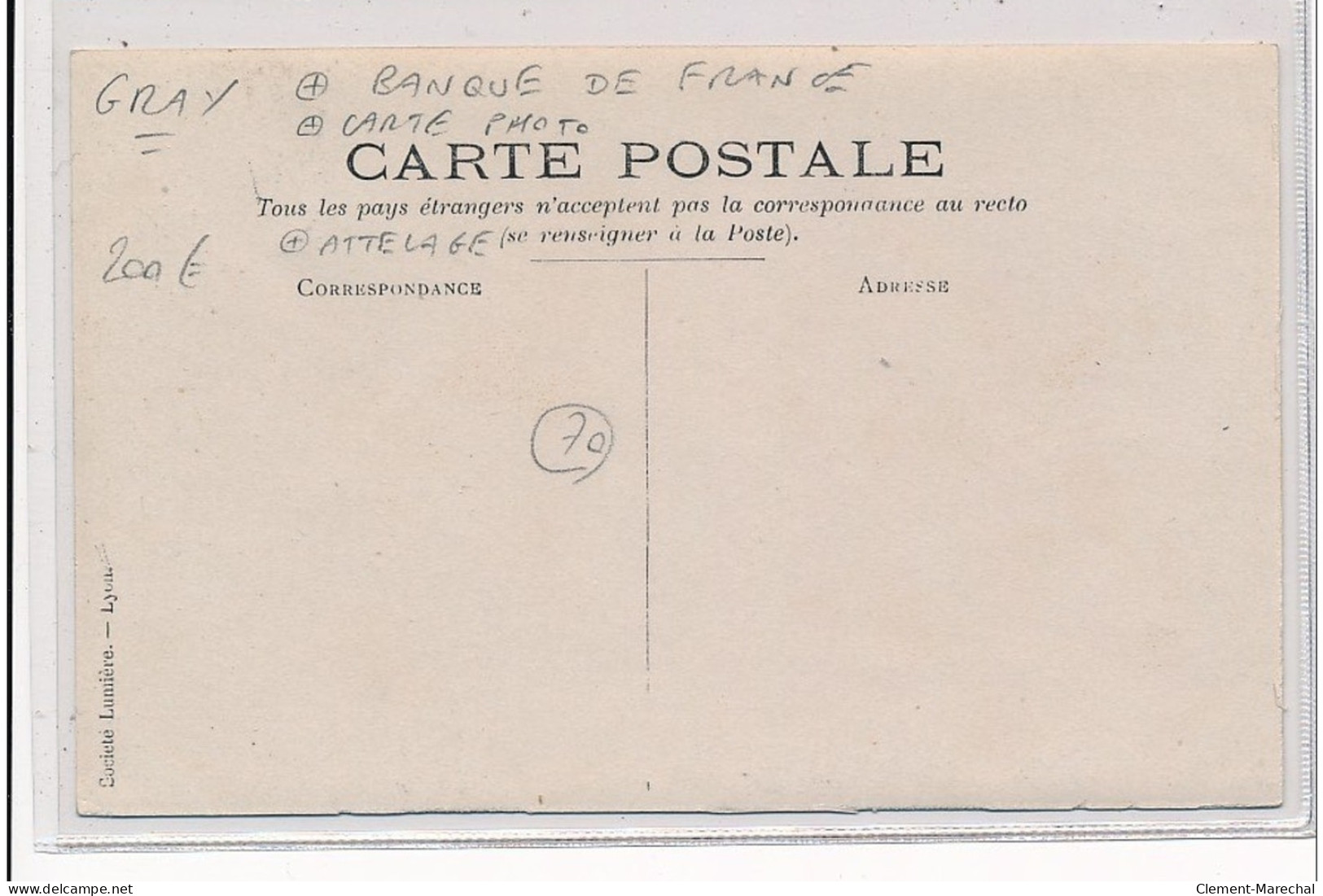 GRAY : Carte Photo De La Banque De France Vers 1910 - Très Bon état - Gray