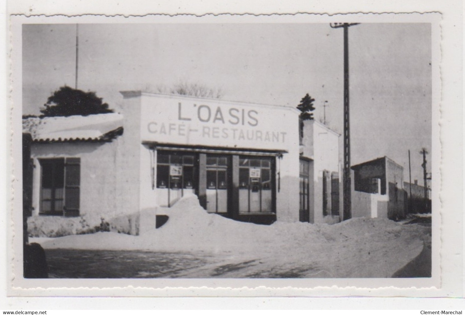 Ile De Ré : LE BOIS PLAGE - Carte Photo Du Café-restaurant L'Oasis Sous La Neige Vers 1920-30 - Très Bon état - Ile De Ré