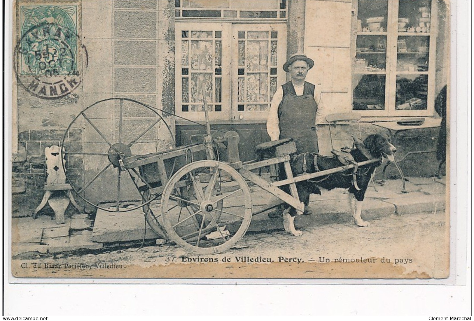 Environs De VILLEDIEU - PERCY - Un Rémouleur Du Pays - VOITURE A CHIEN - état (traces) - Autres & Non Classés