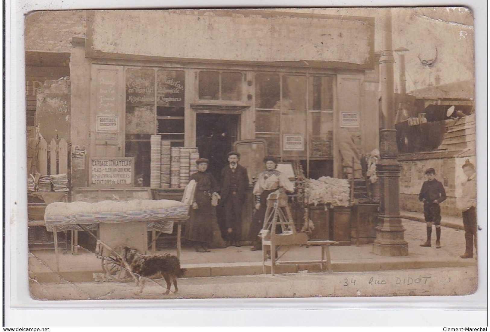 PARIS : Carte Photo D'un Magasin De Cardage De Matelas (matelassiere) Au 34 Rue Didot (thème Rare) - état - Arrondissement: 14