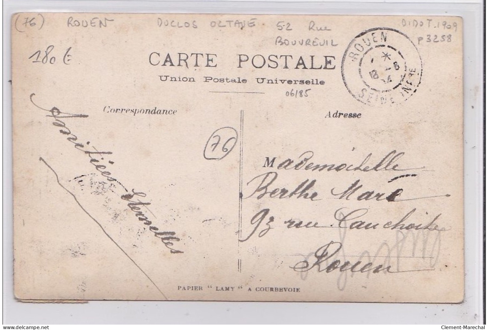 ROUEN : Carte Photo De La Plomberie DUCLOS Au 52 Rue Bouvreuil - Très Bon état - Rouen