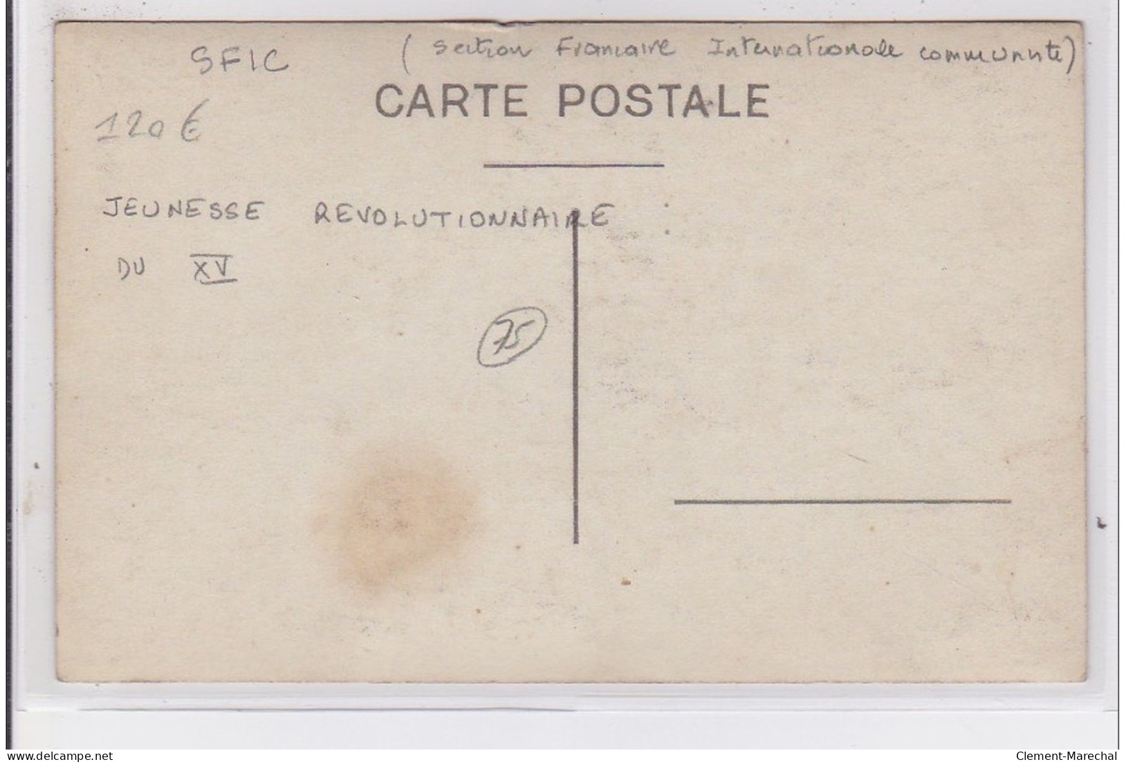 PARIS 15ème : Carte Photo Des Jeunesses Révolutionnaires Communistes SFIC  - Très Bon état - Distretto: 15