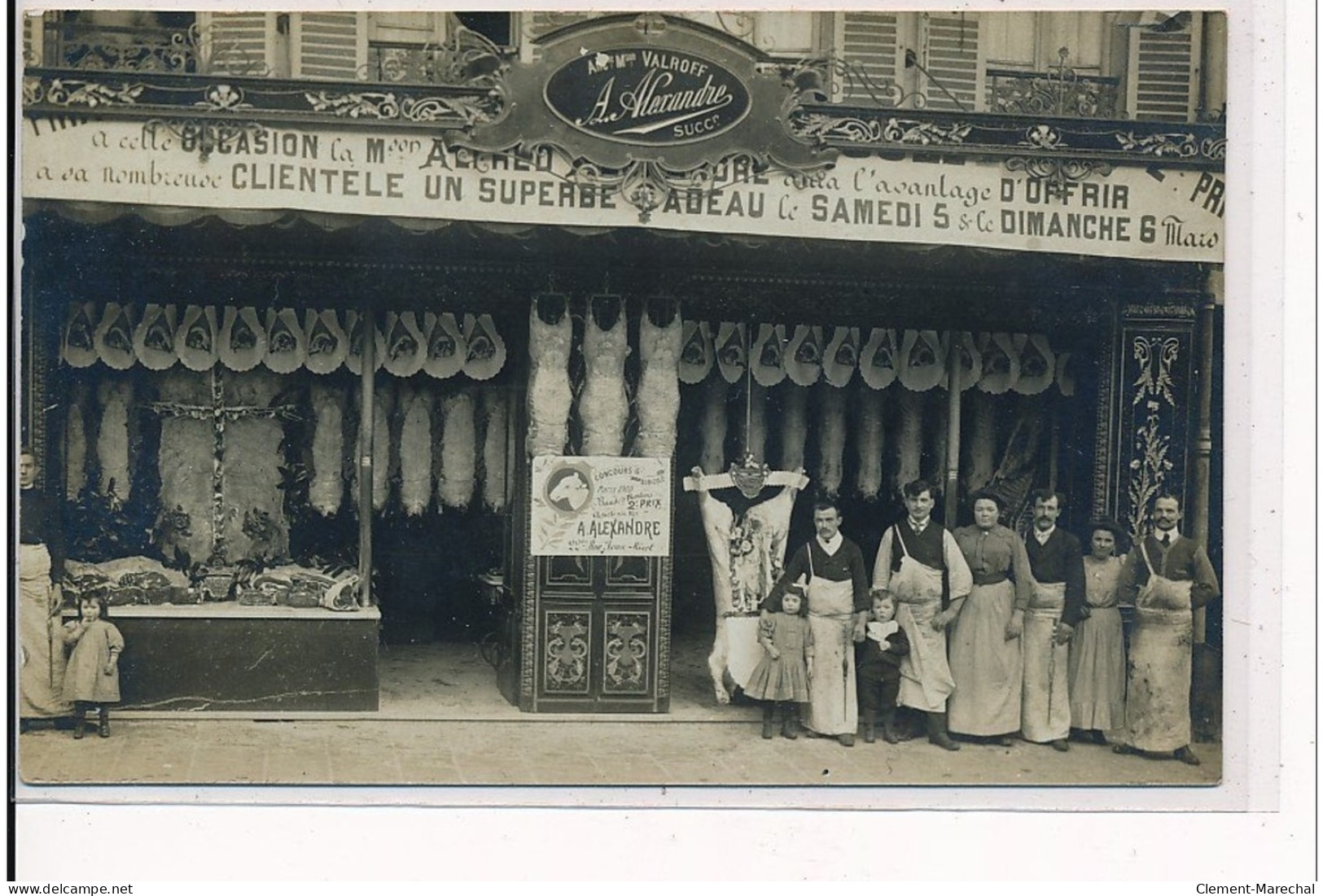 PARIS 7ème : Carte Photo De Boucherie Alexandre (Valroff) Au 22 Bis Rue Jean Nicot - Très Bon état - Distrito: 07