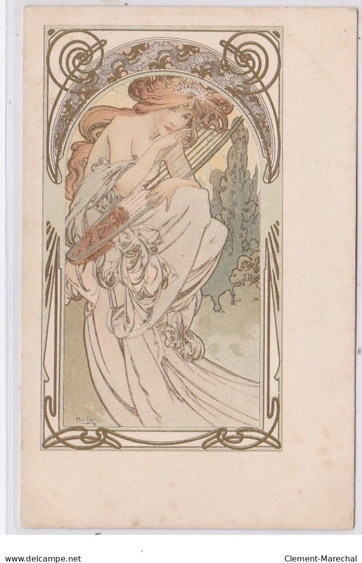 MUCHA Alphonse : Femme A  La Harpe - Bon état (traces) - Mucha, Alphonse