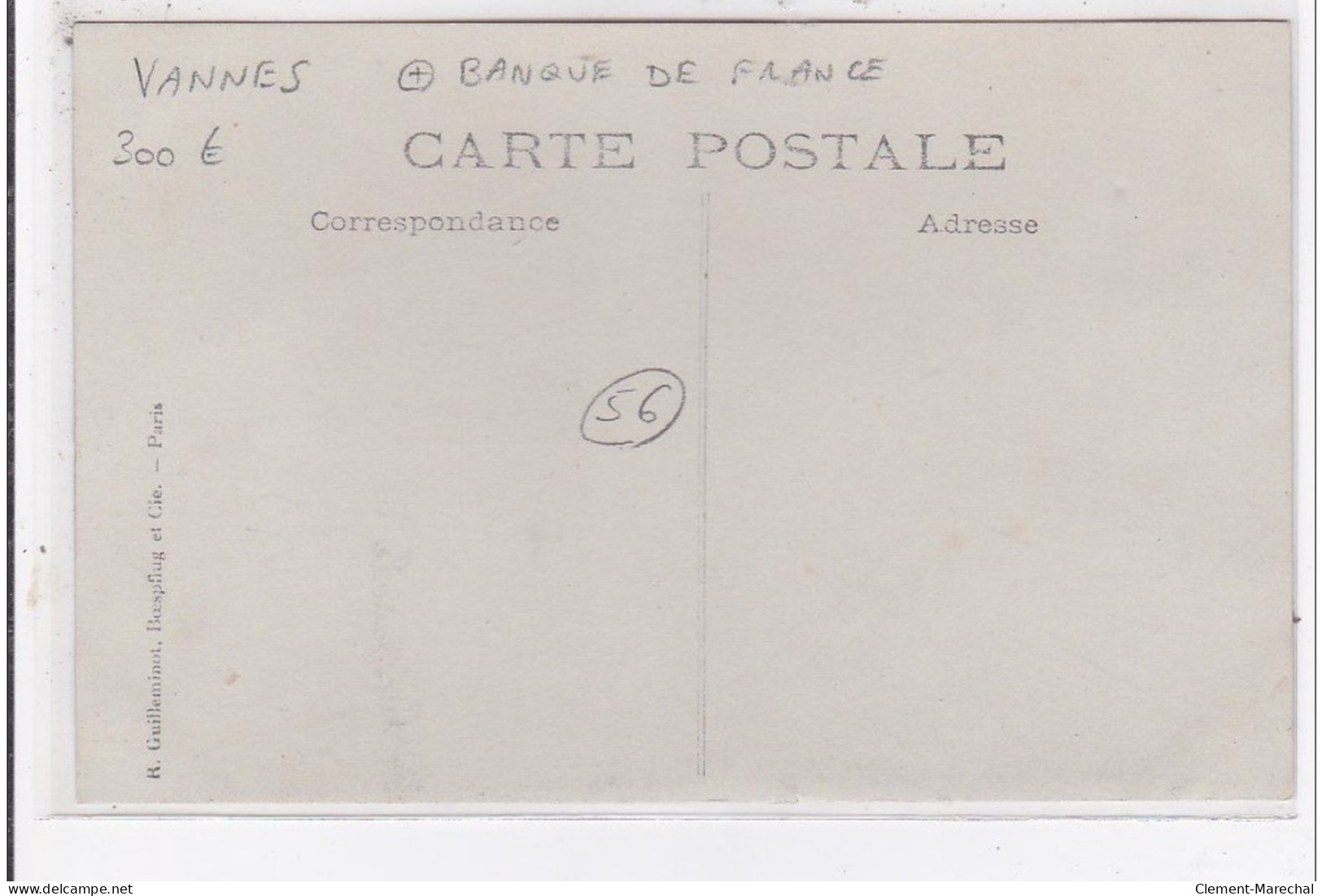 VANNES : Carte Photo De La Banque De France Vers 1910  - Très Bon état - Vannes