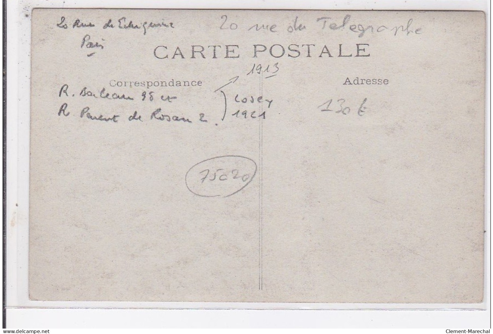 PARIS : Carte Photo Du Café LANTRAIN Au 20 Rue Du Télégraphe - Très Bon état - Paris (20)