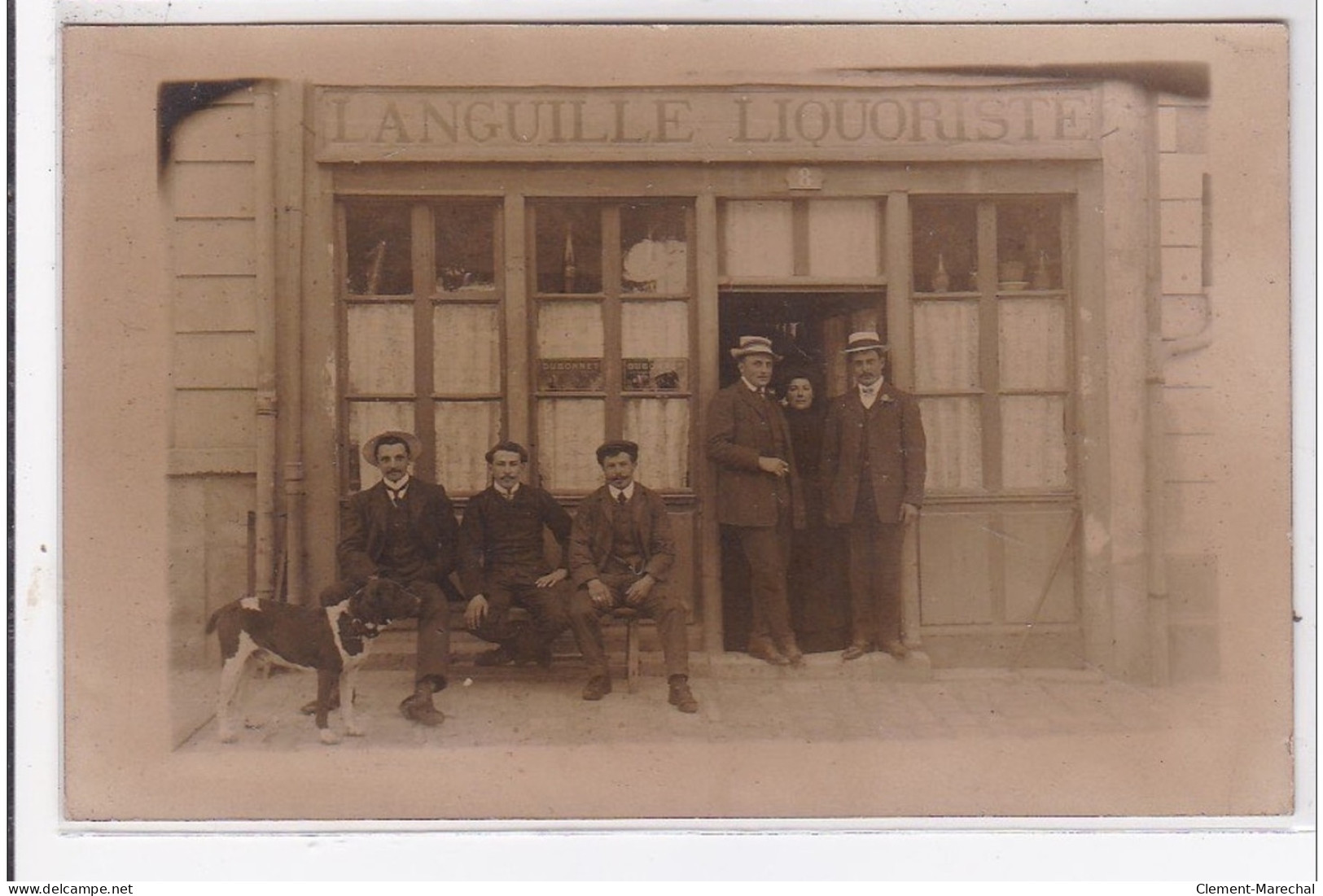 PITHIVIERS : Carte Photo Du Café Et Marchand De Vins Et Liqueurs LANGUILLE (Justice?)  - Très Bon état - Pithiviers