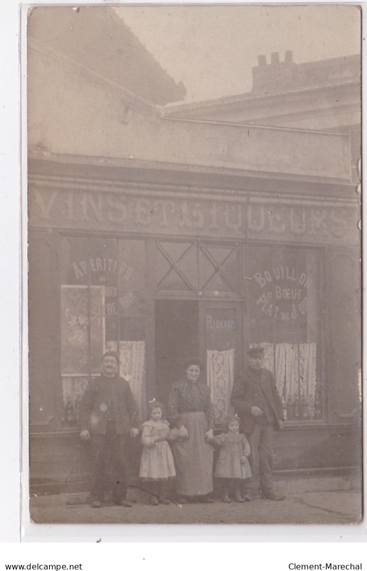 SAINT OUEN : Carte Photo Du Café RICHARD (vins Et Spiritueux) - Très Bon état - Saint Ouen