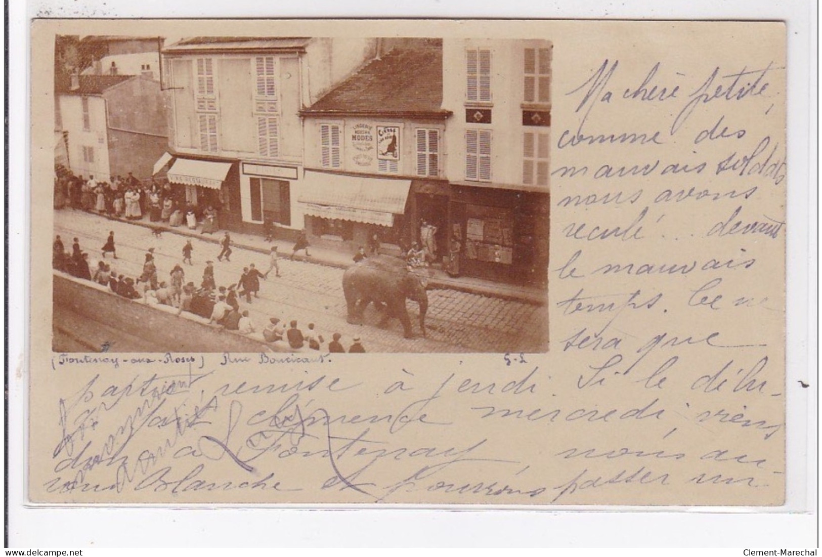 FONTENAY AUX ROSES : Carte Photo D'un élephant En Pleine Rue (passage D'un Cirque En 1901) - Très Bon état - Fontenay Aux Roses