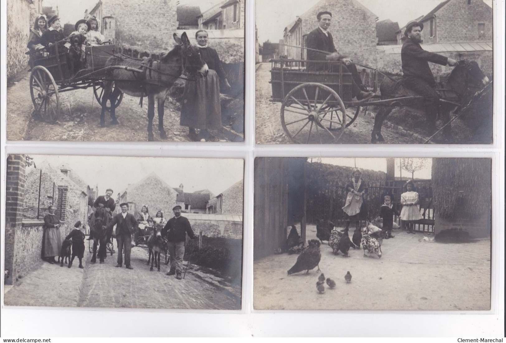 MERY Sur OISE : Lot De 4 Cartes Photo Vers 1910 (attelage) - Très Bon état - Mery Sur Oise