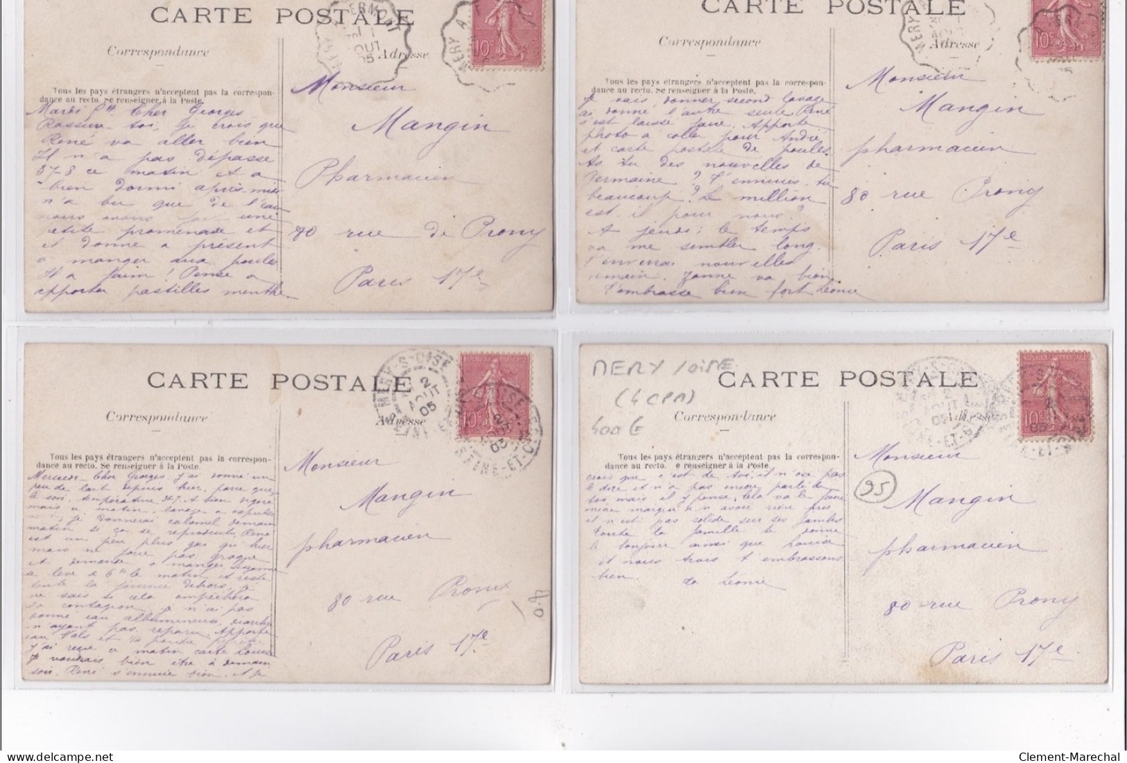 MERY Sur OISE : Lot De 4 Cartes Photo Vers 1910 (attelage) - Très Bon état - Mery Sur Oise