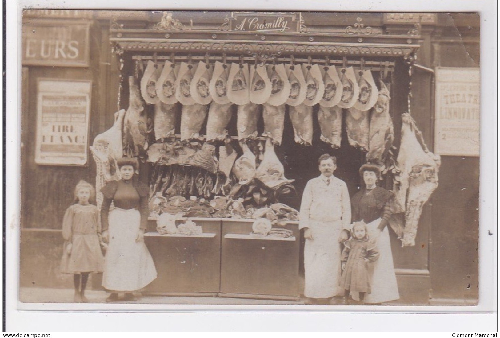 ROUEN : Carte Photo De La Boucherie Cramilly Au 97/99 Rue Ganterie En 1910 - Bon état (un Coin Plié) - Rouen