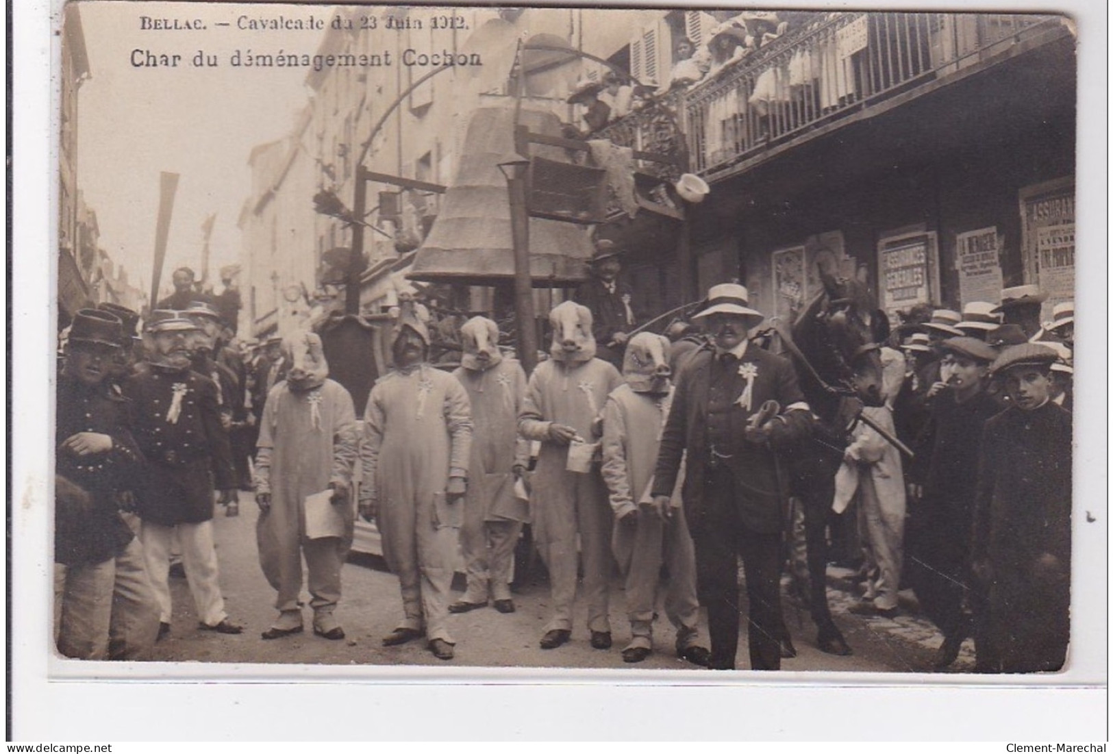 BELLAC : Carte Photo De La Cavalcade Du 23 Juin 1912 - Char Du Déménagement Cochon - Très Bon état - Bellac