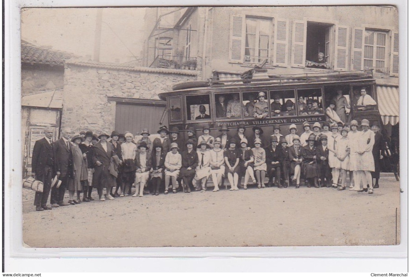 AMPLEPLUIS : Carte Photo De L'autobus Faisant La Liaison Pontcharra, Villecheneve, Panissières - Très Bon état - Pontcharra-sur-Turdine