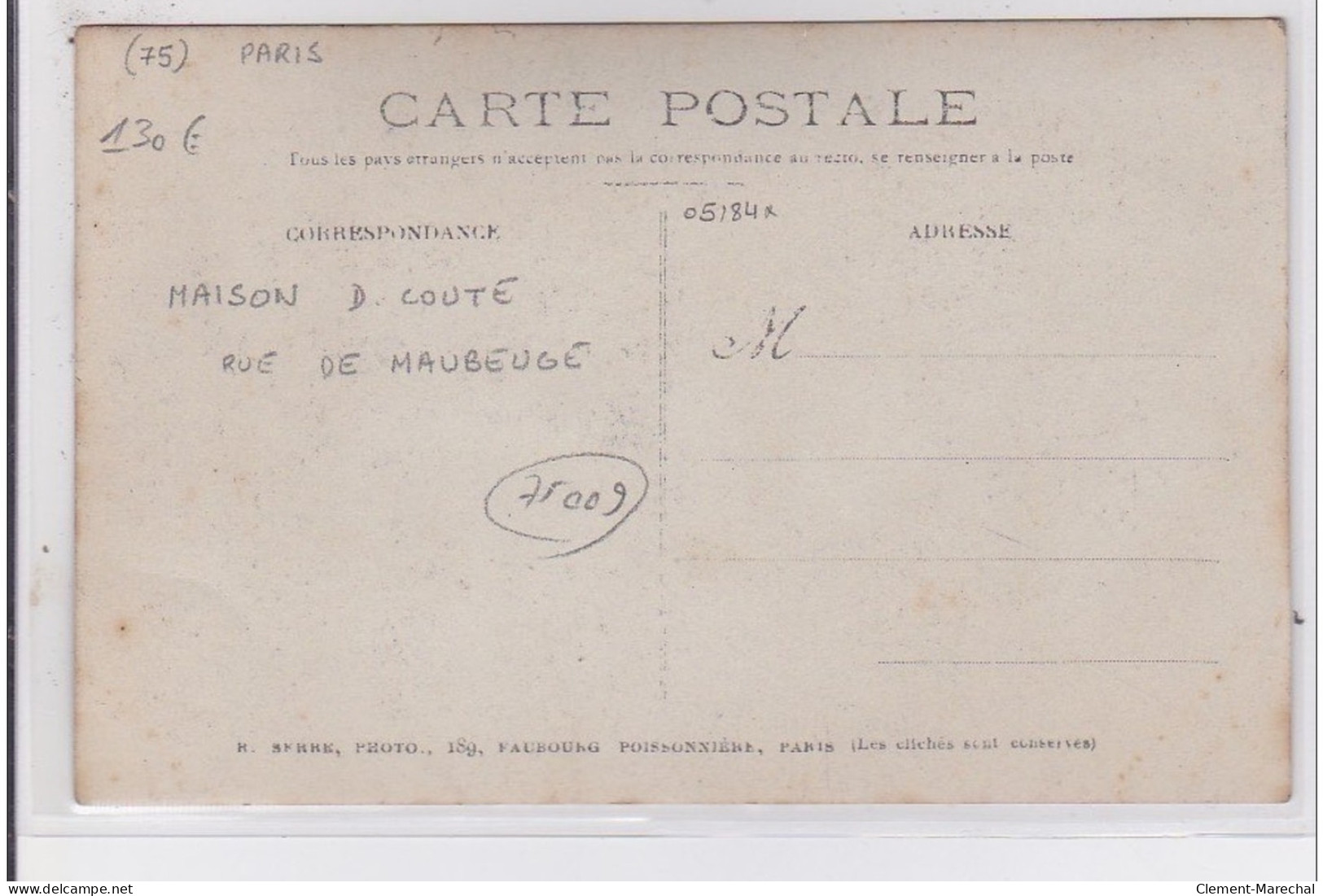 PARIS 9ème : Carte Photo Du Magasin Et Du Triporteur De La Maison COUTE (rue De Maubeuge) - Très Bon état - Arrondissement: 09