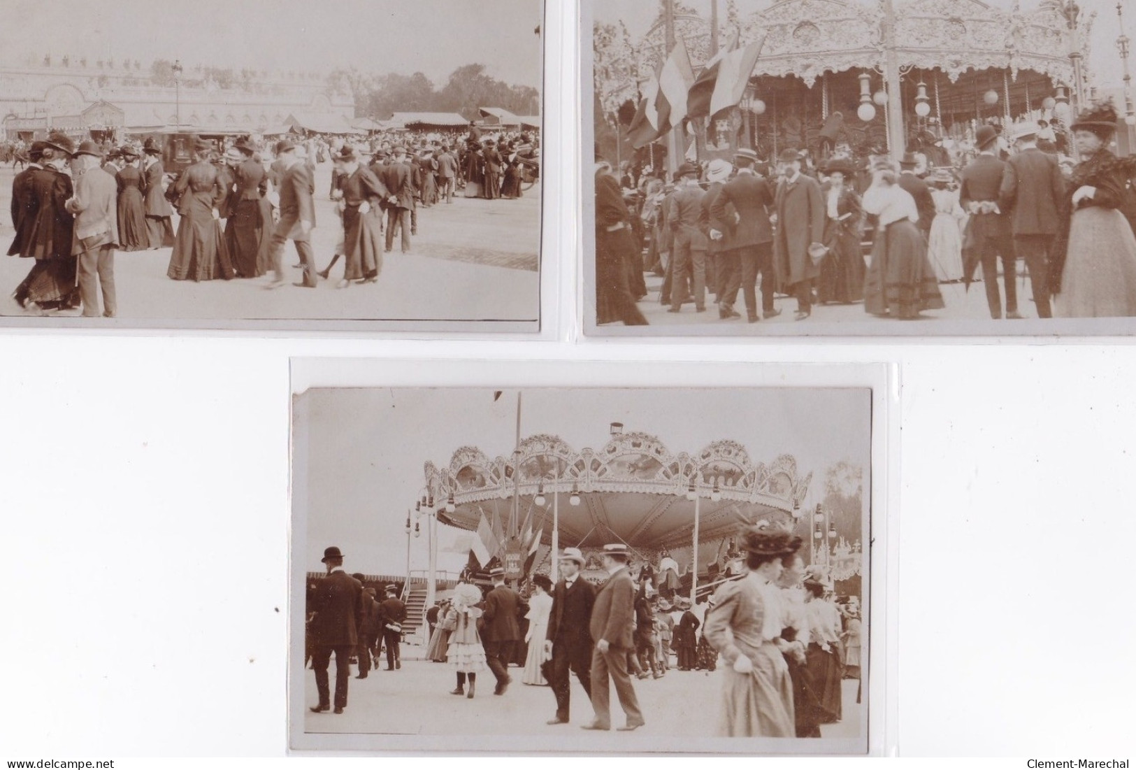 PARIS : Lot De 3 Cartes Photo De La Fête Aux Invalides (manège - Fête Foraine) Vers 1910 - Très Bon état - Arrondissement: 07