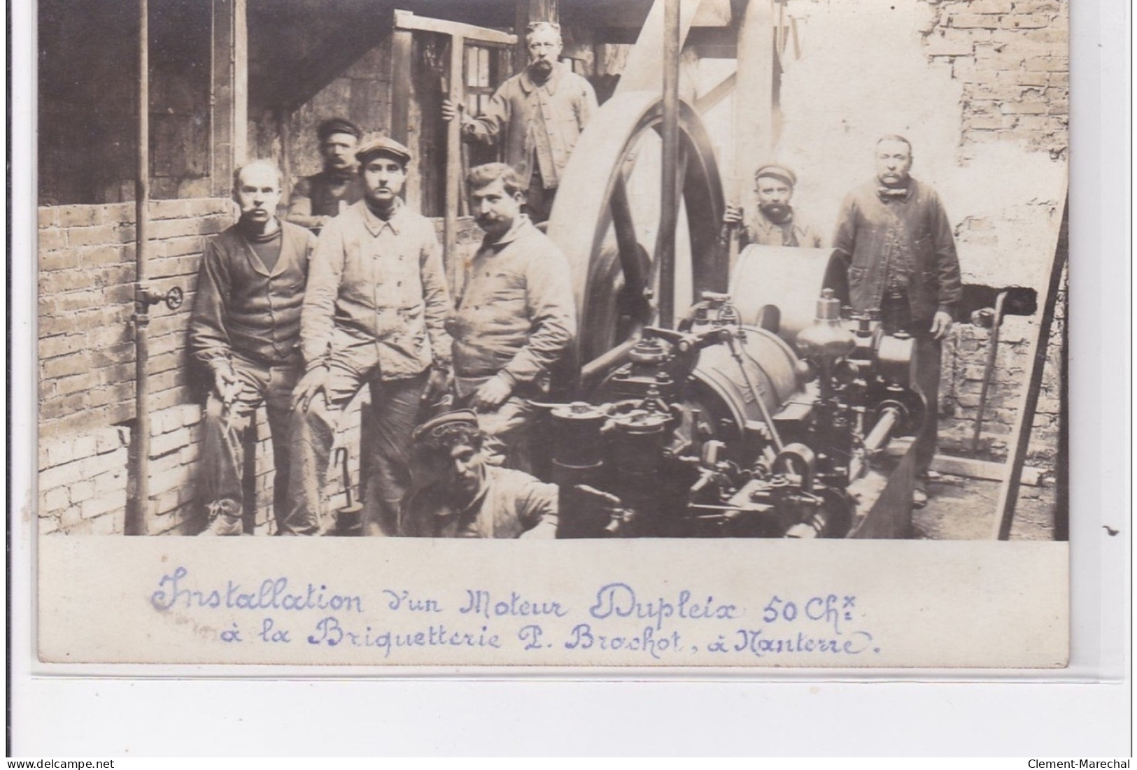 NANTERRE : Carte Photo De L'installation D'un Moteur Dupleix à La Briquetterie Brachot Vers 1910 - Bon état (traces Dos) - Nanterre