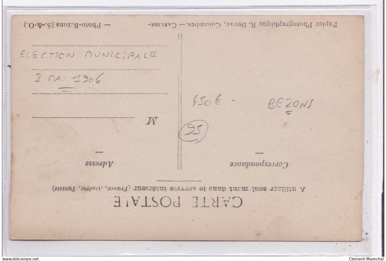 BEZONS : Carte Photo Prise Lors Des élections Municipale Du 3 Mai 1906 - Très Bon état - Bezons