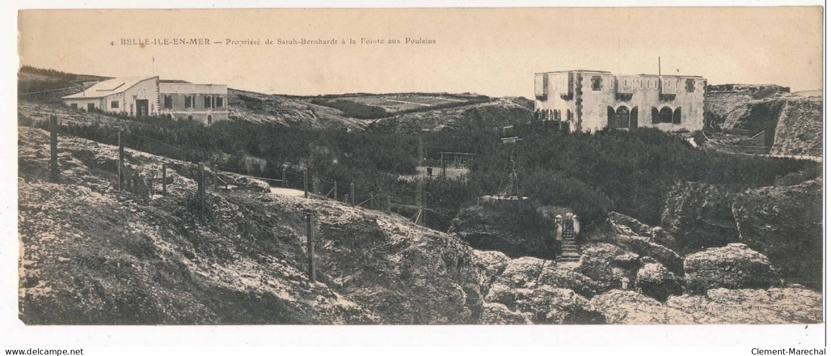 Carte Panoramique - BELLE ILE EN MER - Propriété De Sarah-Bernhardt à La Pointe Aux Poulains (28x11) - Très Bon état - Belle Ile En Mer