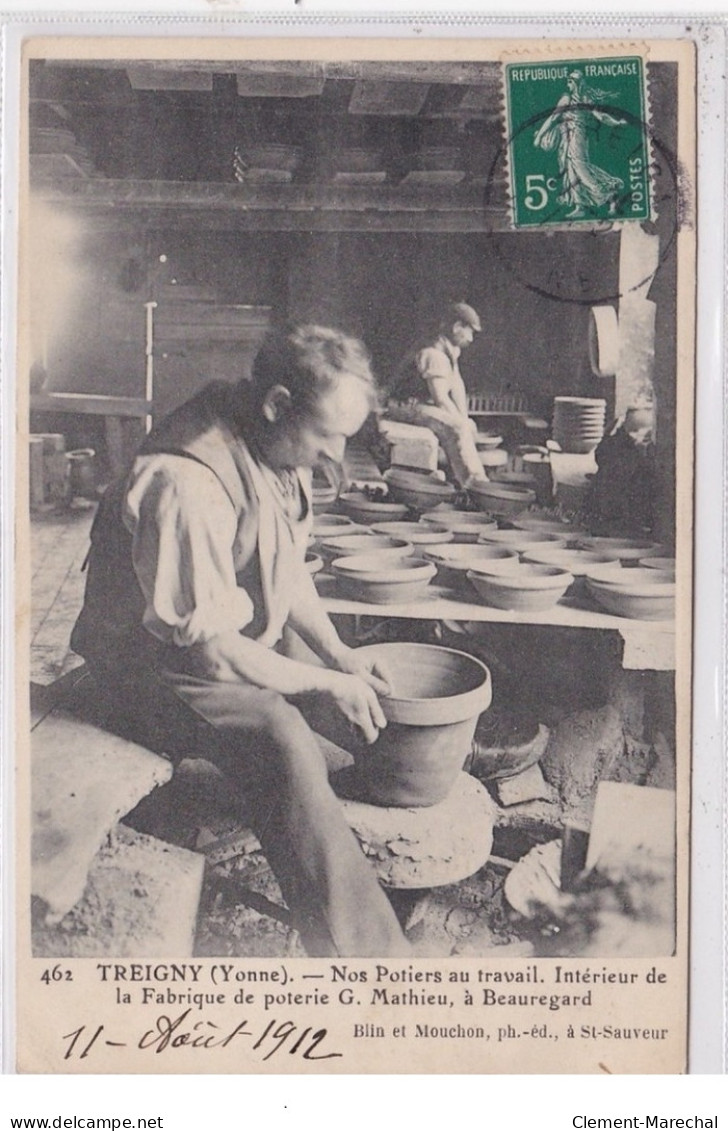 TREIGNY : Nos Potiers Au Travail - Intérieur De La Fabrique De Poterie MATHIEU à Beauregard - Très Bon état - Treigny