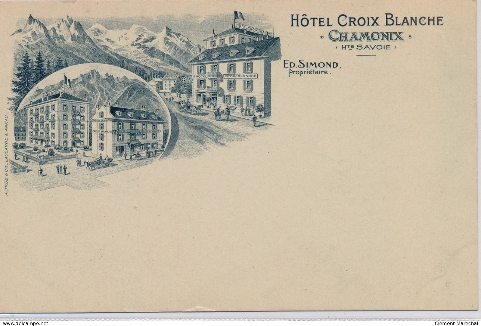 CHAMONIX : Hôtel Croix Blanche, ED.SIMOND Propriétaire - Très Bon état - Chamonix-Mont-Blanc