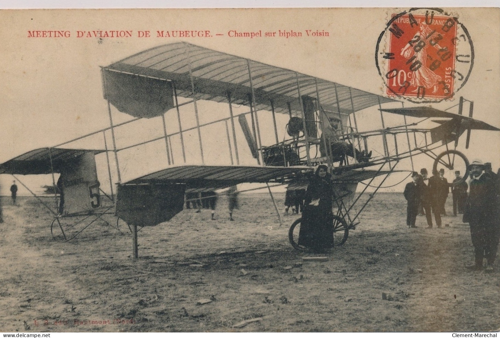 MAUBEUGE : Meeting D'aviation, Champel Sur Biplan Voisin - Très Bon état - Maubeuge