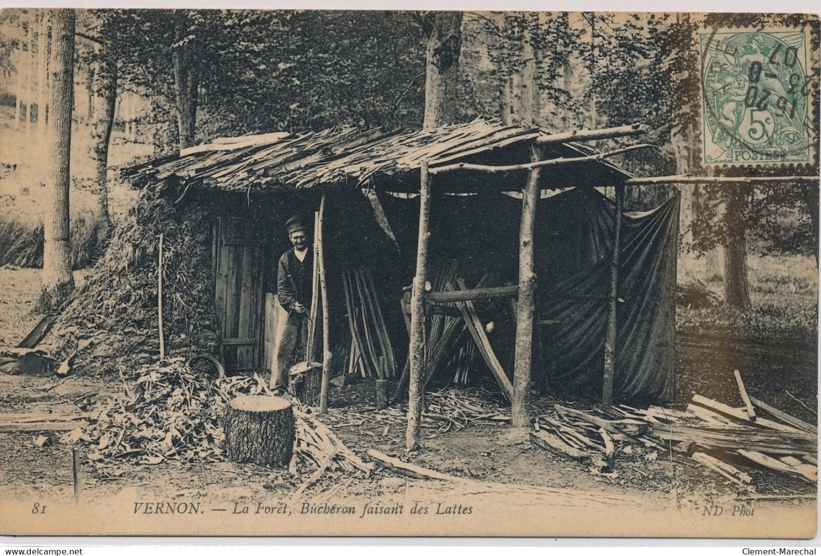 VERNON : La Forêt, Bûcheron Faisant Des Lattes - Très Bon état - Vernon