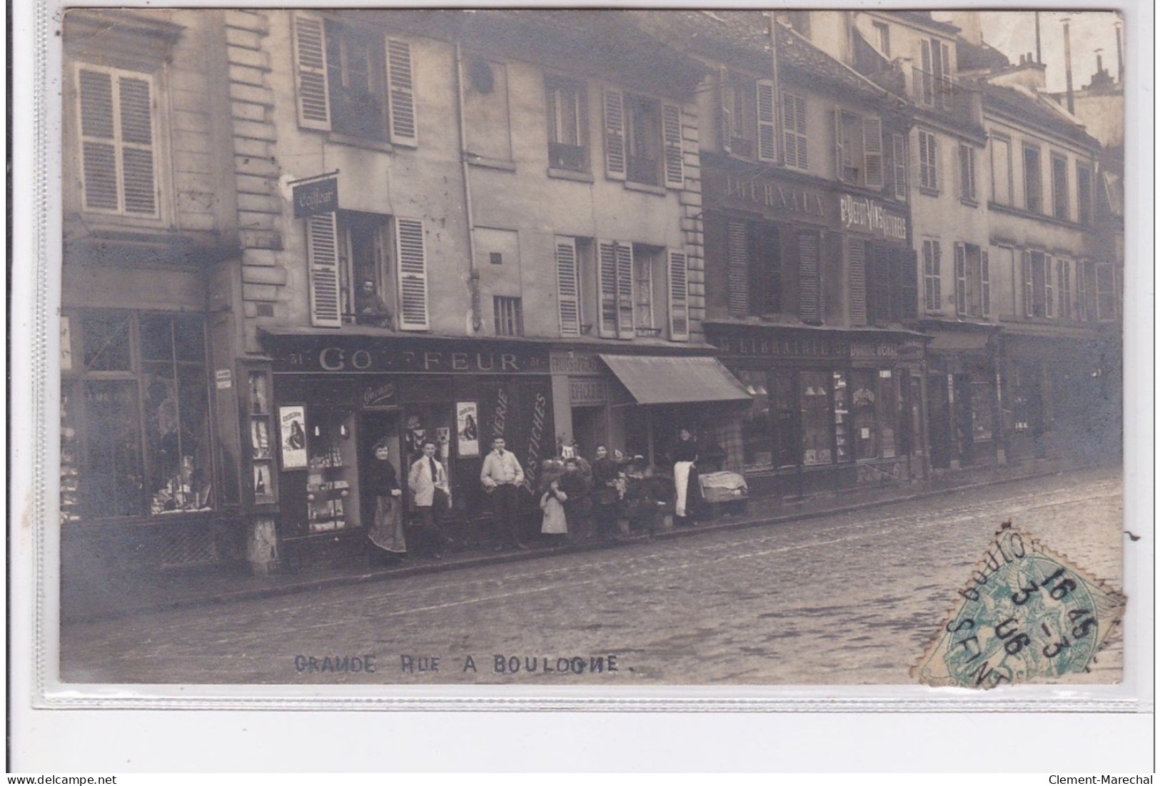 BOULOGNE SUR SEINE : Carte Photo Des Commerces Sur La Grande Rue - Bon état (timbre Abimé Au Dos) - Boulogne Billancourt