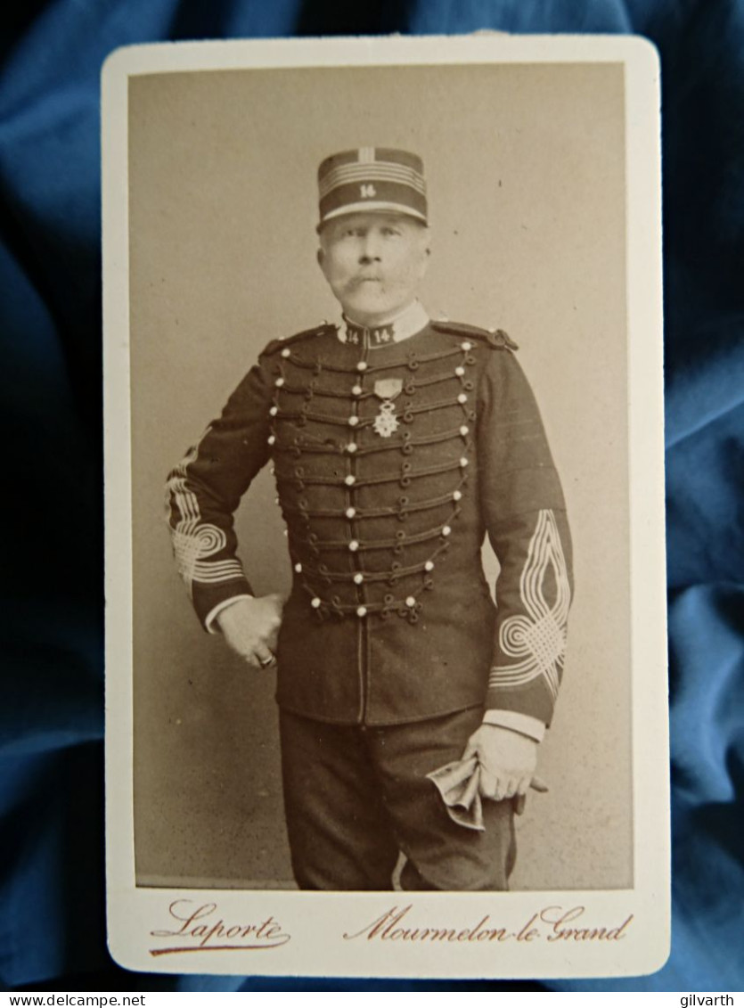 Photo CDV Laporte à Mourmelon Le Grand, Baron Conrad Philippe Portalis, Militaire Cdt 14e Dragons CA 1890 - L679A - Anciennes (Av. 1900)