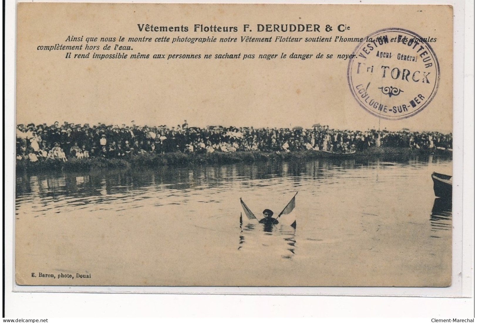 LILLE : Vetement Flotteurs F. Derudder Et Cie, Le Vetement Flotteur Soutient L'homme La Tête Hors De L'eau - Etat - Lille