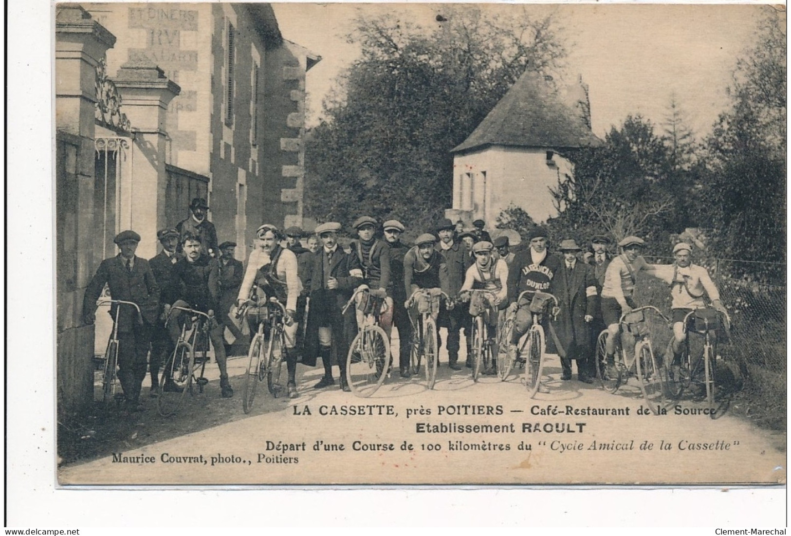 LA CASSETTE : Café-restaurant De La Source Etablissement Raoult Depart D'une Course De 100km Cycliste - Tres Bon Etat - Altri & Non Classificati