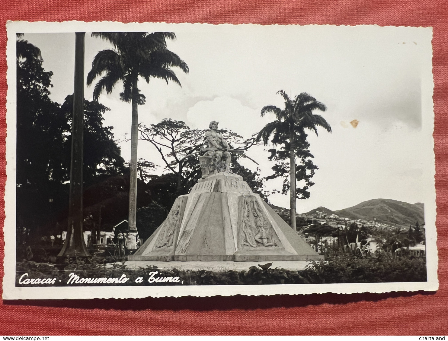 Cartolina - Caracas - Monumento A Tiuna - 1950 Ca. - Non Classés