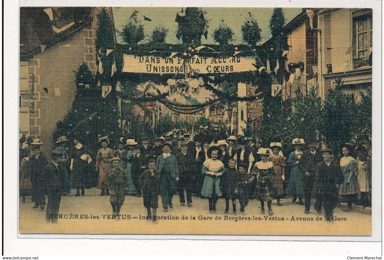 BERGERES-les-VERTUS : Inauguration De La Gare De Bergeres-les-vertus, Avenue De La Gare - Tres Bon Etat - Altri & Non Classificati