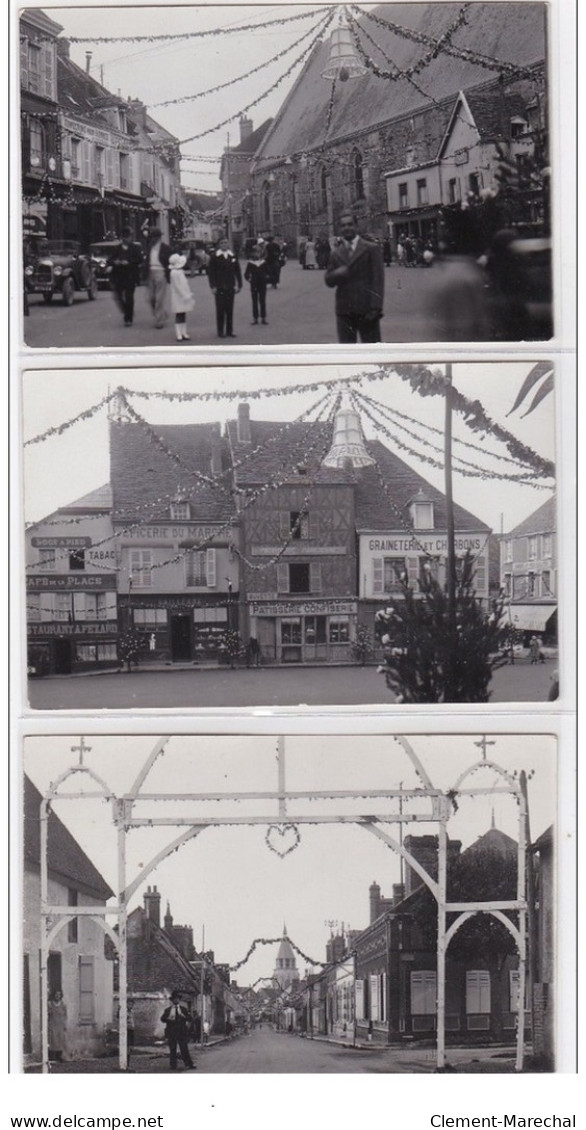 ILLERS : 3 CPA Loge à Pied Cafe De La Place épicerie Du Marché Pâtisserie Confiserie Scène Du Village - Très Bon état - Illiers-Combray