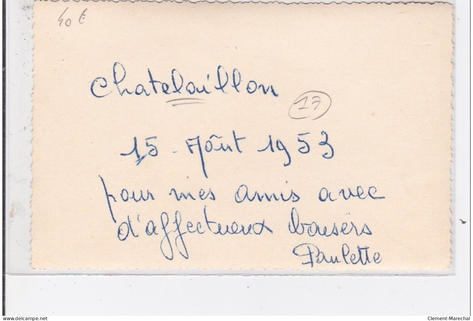 CHATELAILLON : 15 Aout 1953 Pour Mes Amis Avec D'affectueux Baiser Paulette (automobile) - Très Bon état - Châtelaillon-Plage