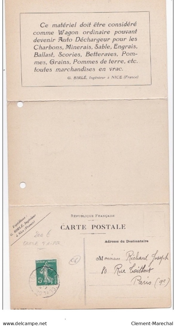 NICE : Carte Triple, Wagons Tombereaux """"birlé"""" - Très Bon état - Autres & Non Classés