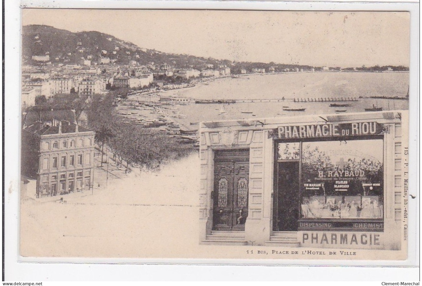 CANNES : Pharmacie Du Riou, 11 Bis, Place De L'hôtel De Ville - Très Bon état - Cannes