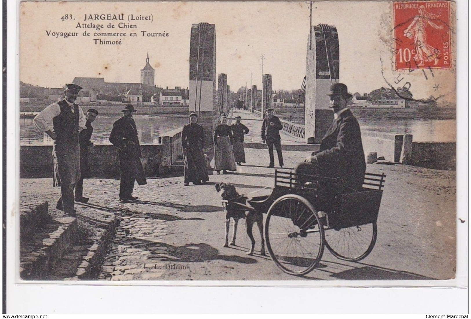 JARGEAU : Attelage De Chien - Voyageur De Commerce En Tournée - Thimoté (voiture à Chien) - état (traces) - Jargeau