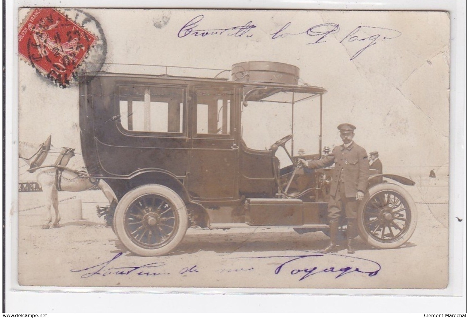 TROUVILLE : Carte Photo D'une Automobile Vers 1900 - Bon état (nom Rayé Au Dos) - Trouville